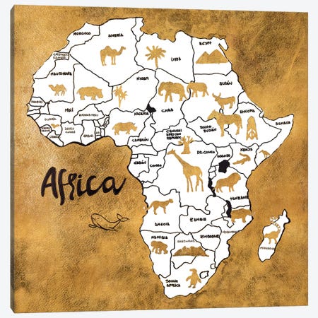 Africa Map Canvas Print #PPI369} by Patricia Pinto Canvas Art Print