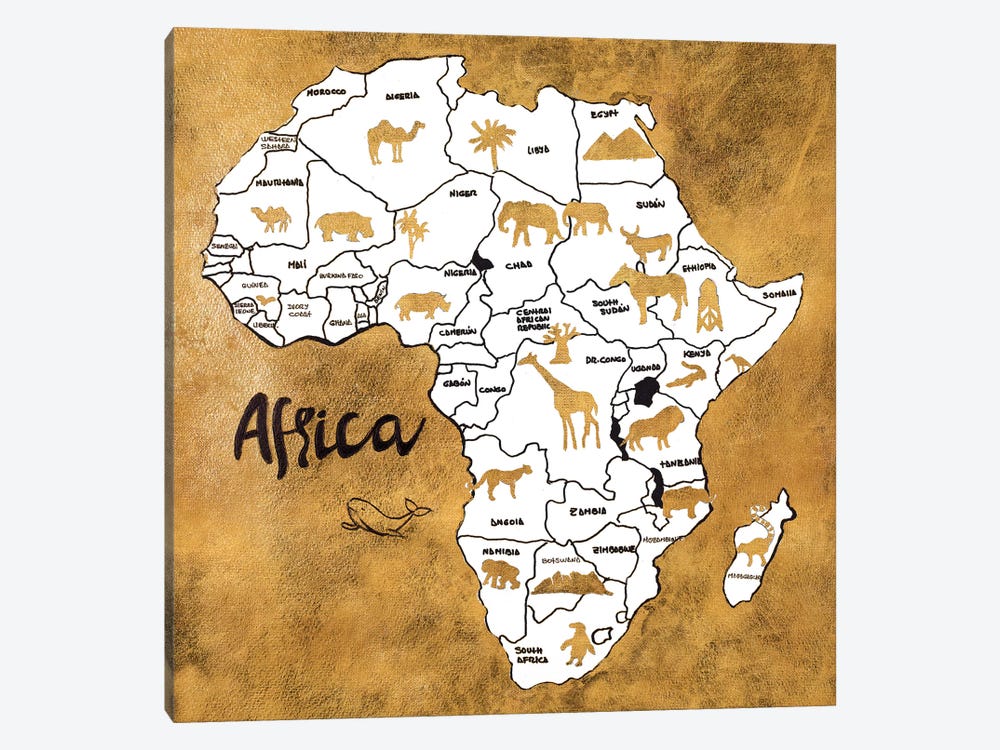 Africa Map by Patricia Pinto 1-piece Canvas Art