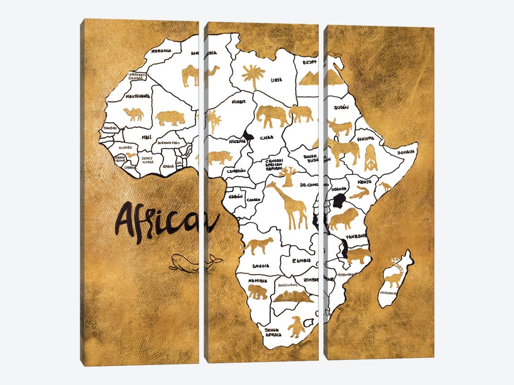 Africa Map by Patricia Pinto 3-piece Canvas Wall Art
