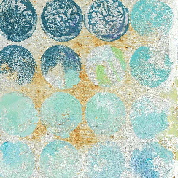 Squares With Concentric Circles Collection: Aqua Circles II by Patricia Pinto