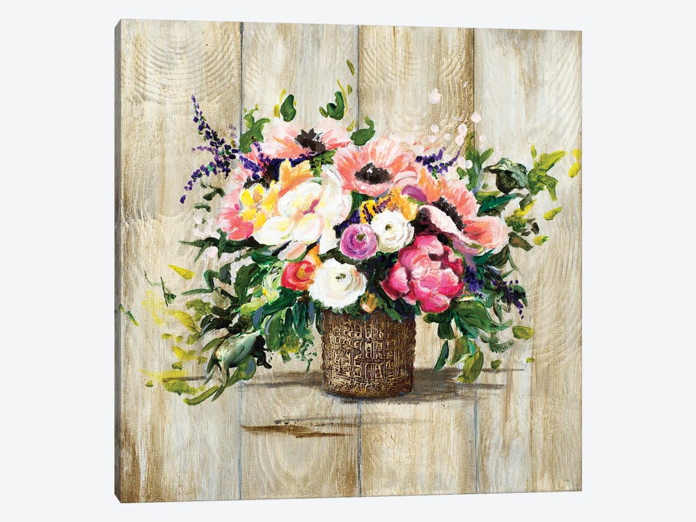 Basket With Flowers by Patricia Pinto 1-piece Canvas Art Print