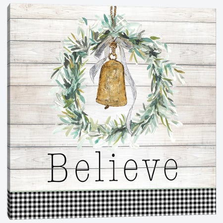 Believe Bell Wreath Canvas Print #PPI388} by Patricia Pinto Canvas Print