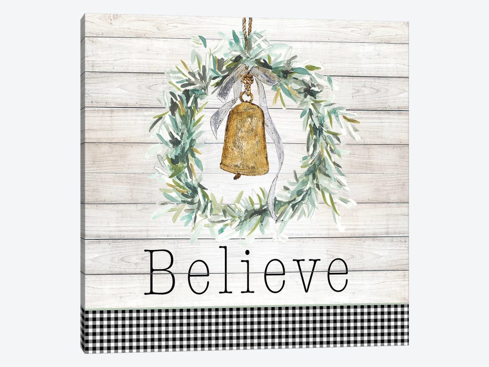 Believe Bell Wreath by Patricia Pinto 1-piece Canvas Print