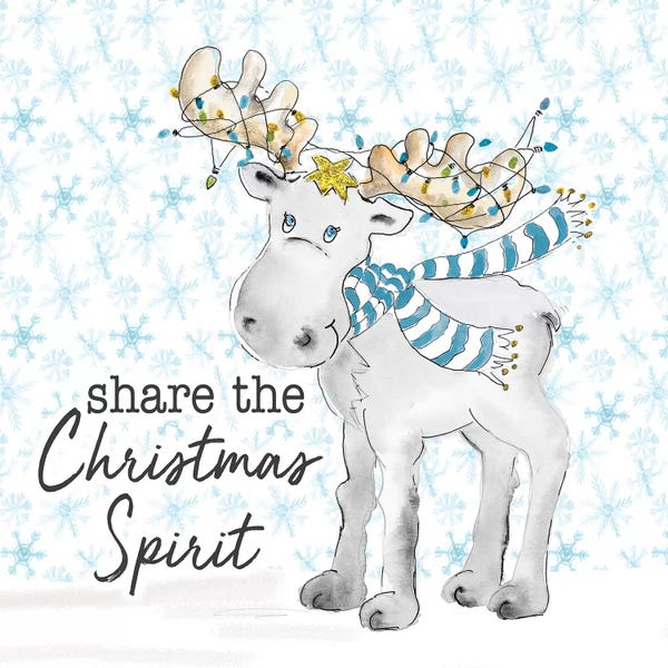 Reindeer: Blue Whimsical Christmas II by Patricia Pinto