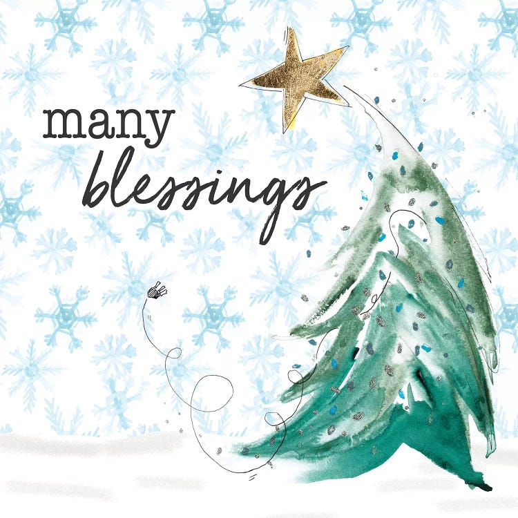 Blue Whimsical Christmas III by Patricia Pinto wall art