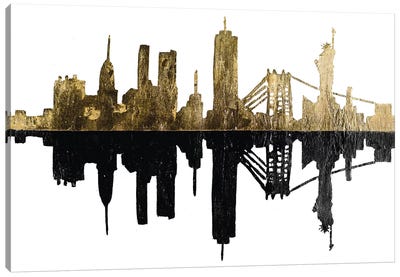 Contemporary Ny Gold Canvas Art Print - New York City Skylines