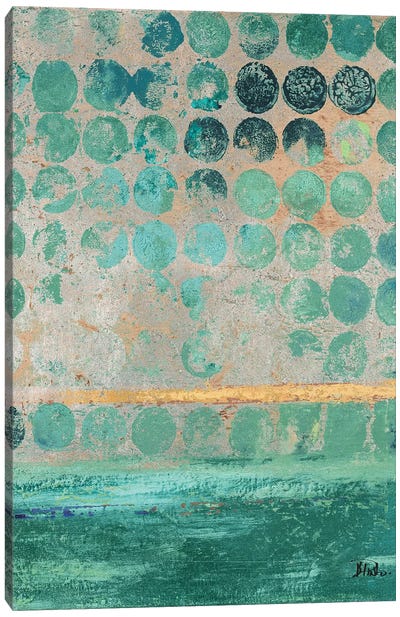 Dots On Teal Canvas Art Print - Patricia Pinto