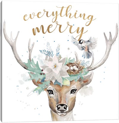 Everything Merry Canvas Art Print - Reindeer Art