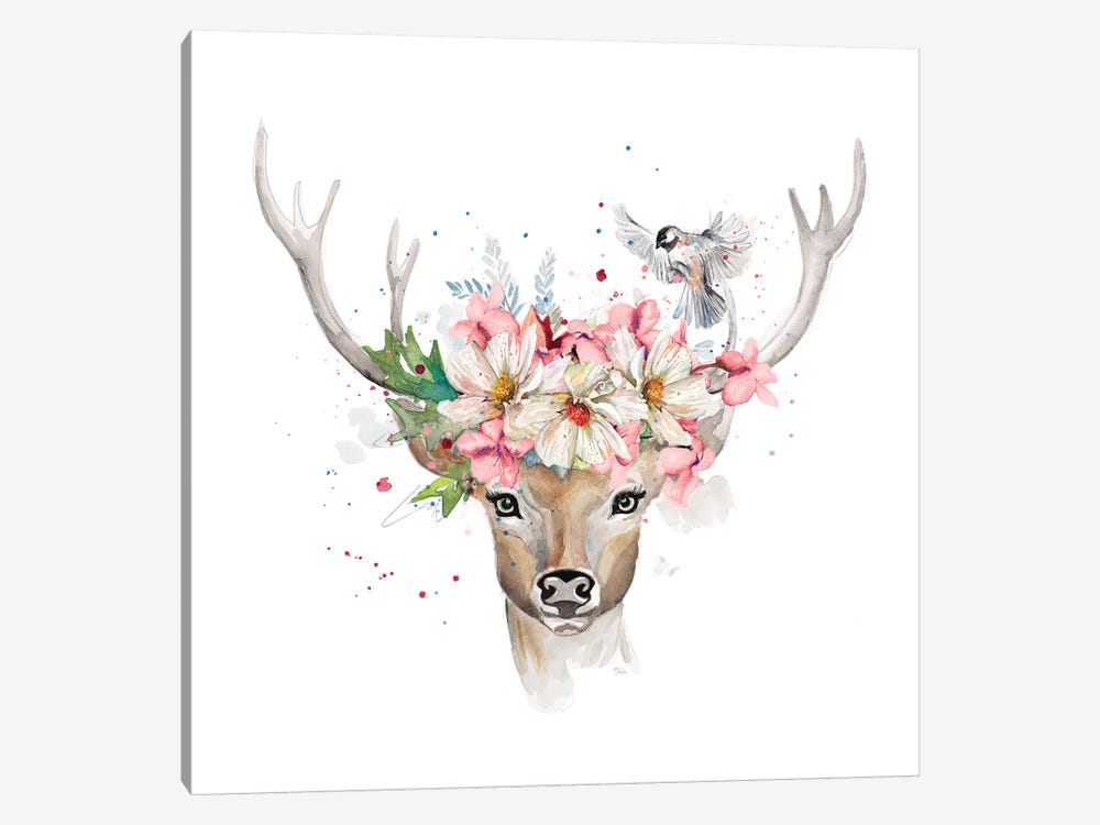 Floral Woodland Deer by Patricia Pinto 1-piece Art Print