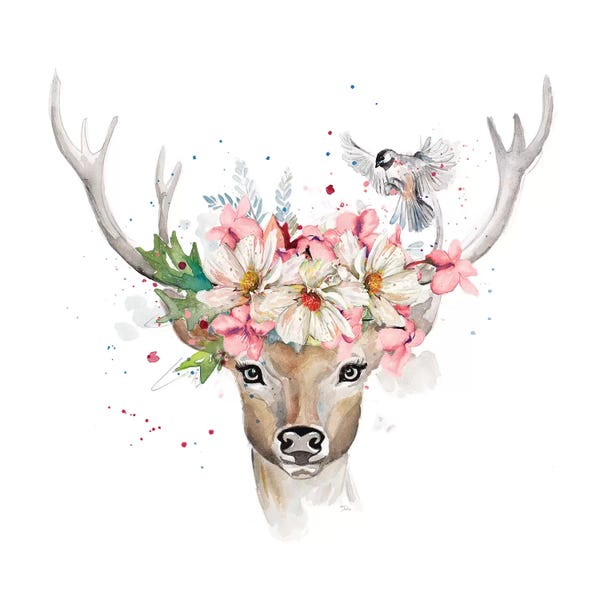 Patricia Pinto: Floral Woodland Deer by Patricia Pinto