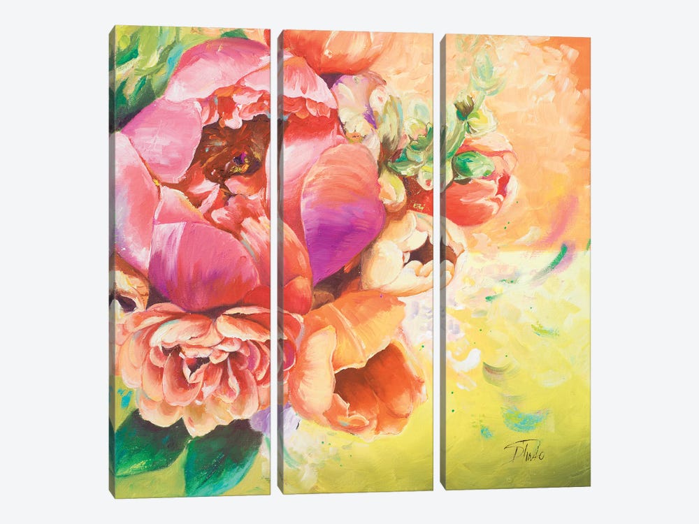 Beautiful Bouquet of Peonies I by Patricia Pinto 3-piece Canvas Wall Art