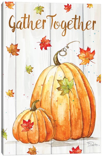 Gather Together Pumpkin Canvas Art Print - Thanksgiving Art