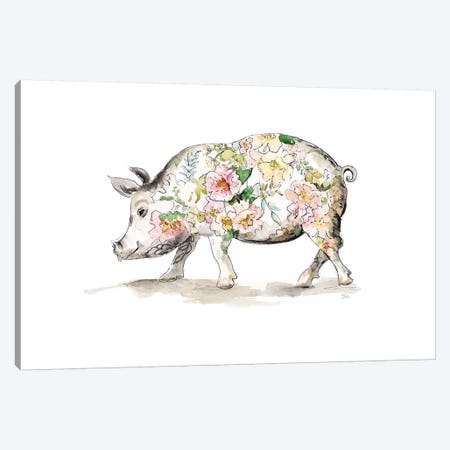 Happy Little Pig Canvas Print #PPI460} by Patricia Pinto Canvas Wall Art