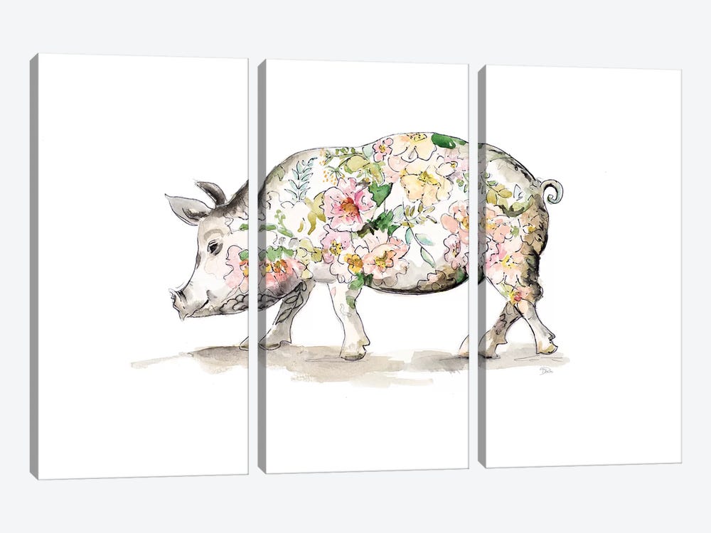 Happy Little Pig by Patricia Pinto 3-piece Canvas Artwork