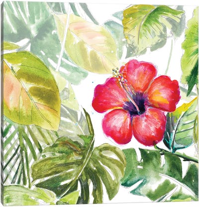 Hibiscus On Selva Canvas Art Print - Hibiscus Art