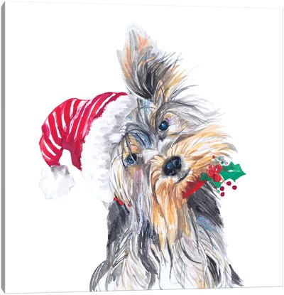Holiday Dog III Canvas Art Print - Christmas Animal Art