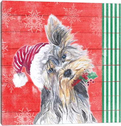 Holiday Puppy III Canvas Art Print - Christmas Animal Art