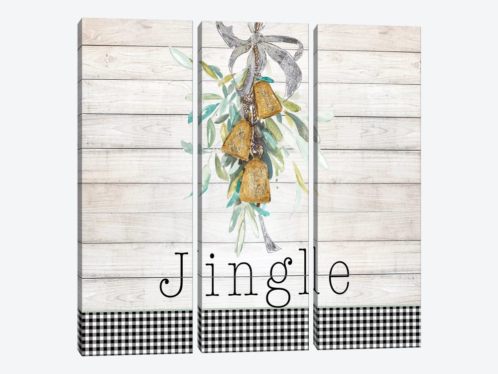 Jingle Bell Wreath by Patricia Pinto 3-piece Canvas Print