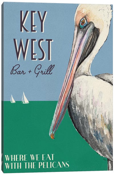 Key West Canvas Art Print - Pelican Art