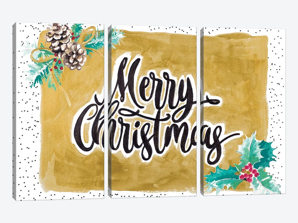 Merry Christmas by Patricia Pinto 3-piece Canvas Print