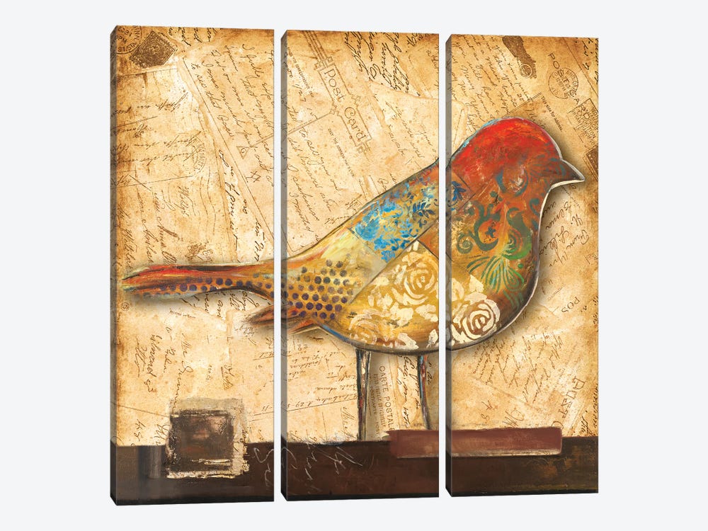 Bird of Collage II by Patricia Pinto 3-piece Canvas Art