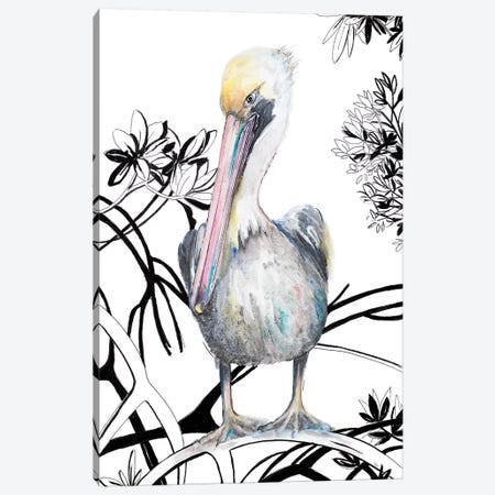 Pelican On Branch I Canvas Print #PPI524} by Patricia Pinto Canvas Artwork