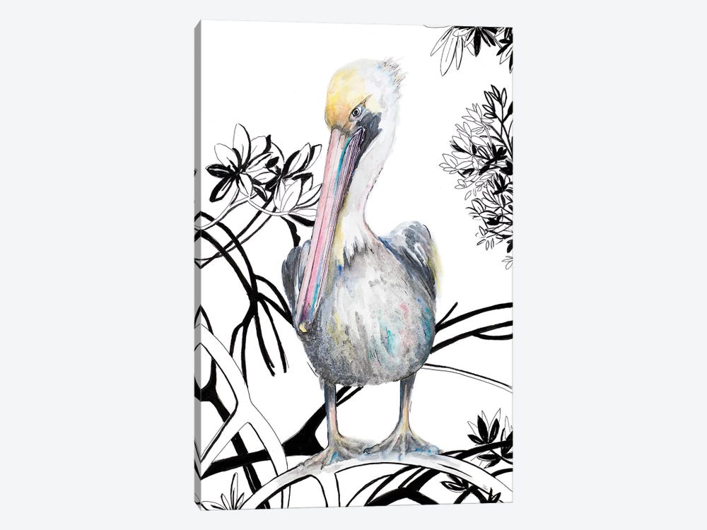 Pelican On Branch I by Patricia Pinto 1-piece Art Print