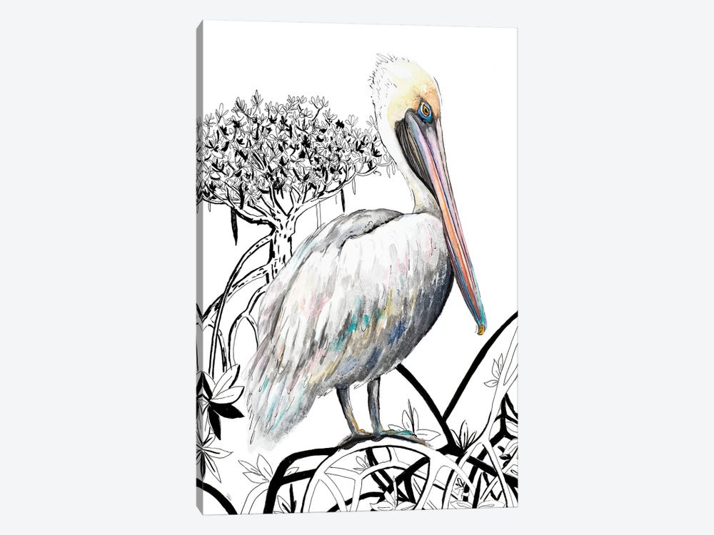 Pelican On Branch II by Patricia Pinto 1-piece Canvas Artwork