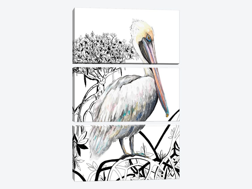 Pelican On Branch II by Patricia Pinto 3-piece Canvas Art