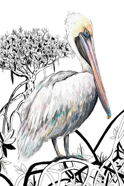 Patricia Pinto: Pelican On Branch II by Patricia Pinto