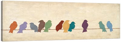 Birds Meeting  (assorted colors) Canvas Art Print - Birds On A Wire