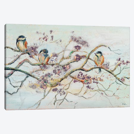 Birds on Cherry Blossom Branch Canvas Print #PPI53} by Patricia Pinto Canvas Wall Art