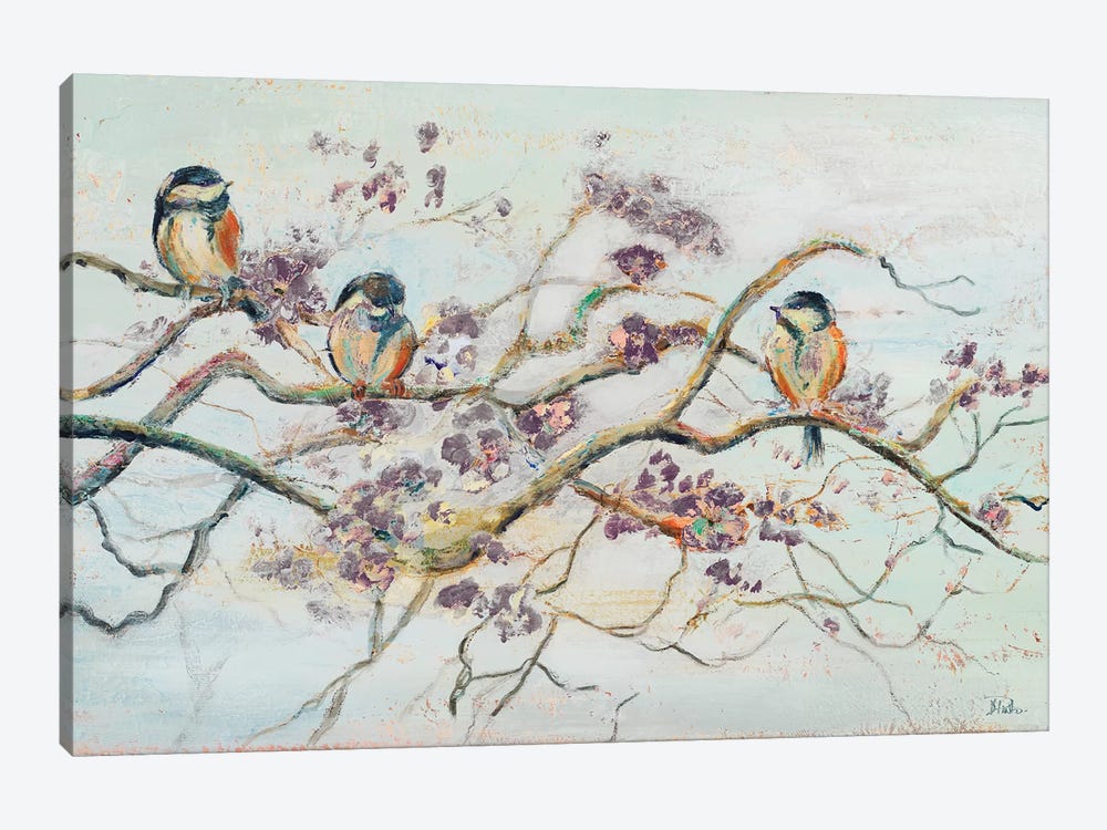 Birds on Cherry Blossom Branch by Patricia Pinto 1-piece Canvas Artwork