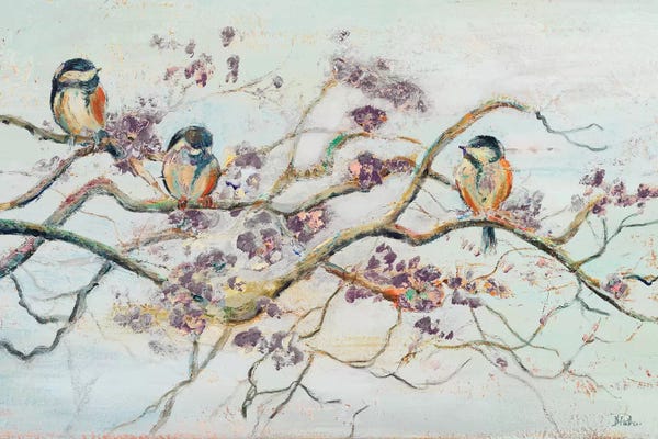 Grandmillenial Decor: Birds on Cherry Blossom Branch by Patricia Pinto
