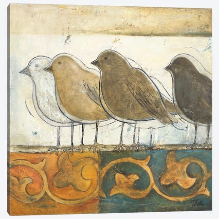 Birds on Damask I Canvas Print #PPI54} by Patricia Pinto Art Print