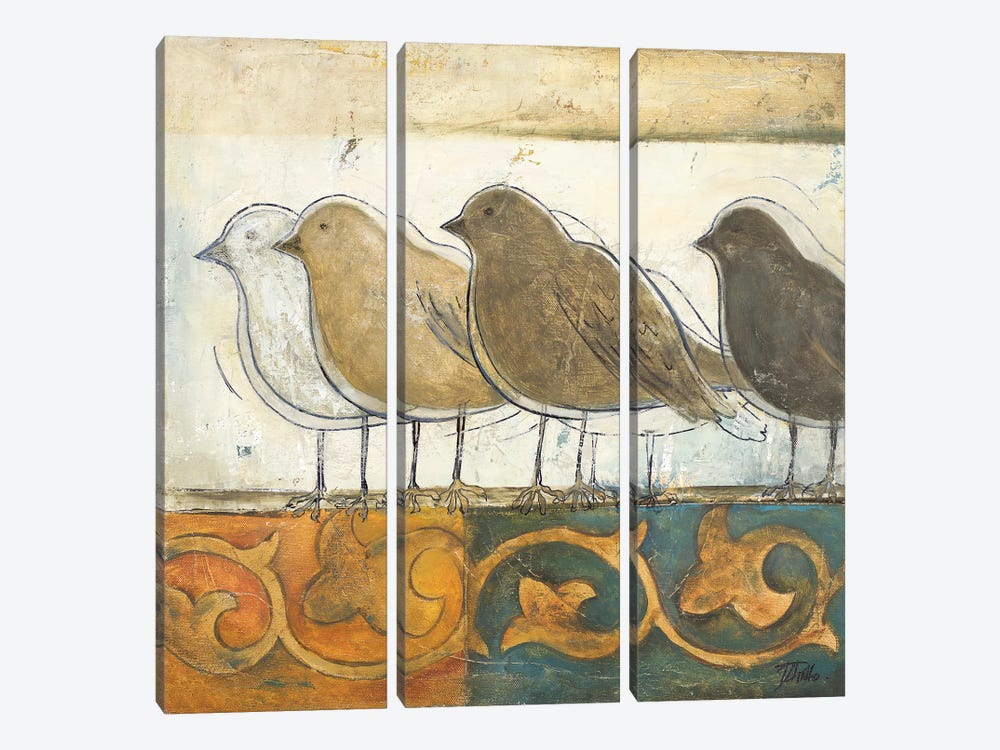 Birds on Damask I by Patricia Pinto 3-piece Canvas Print