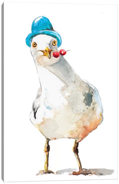 Silly Seagull Canvas Art Print - Patricia Pinto