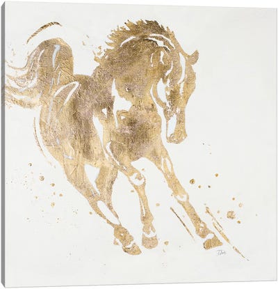 Spirit Horse Gold Canvas Art Print - Black, White & Gold Art