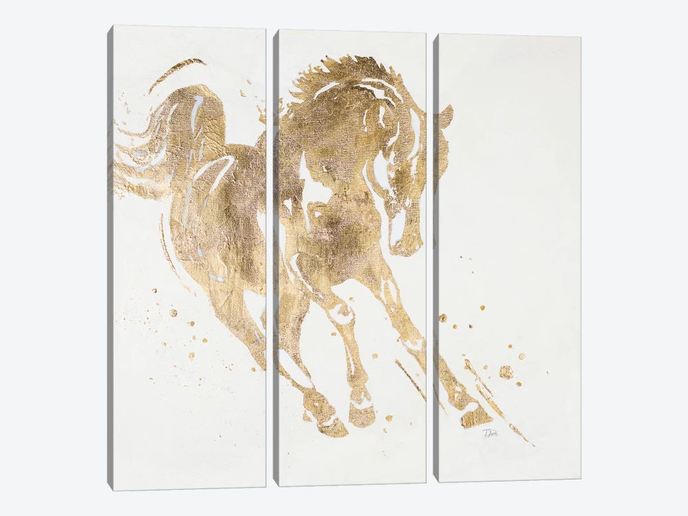 Spirit Horse Gold 3-piece Canvas Art Print