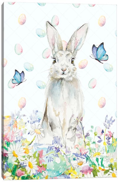Tall Easter Bunny Canvas Art Print - Nursery Room Art