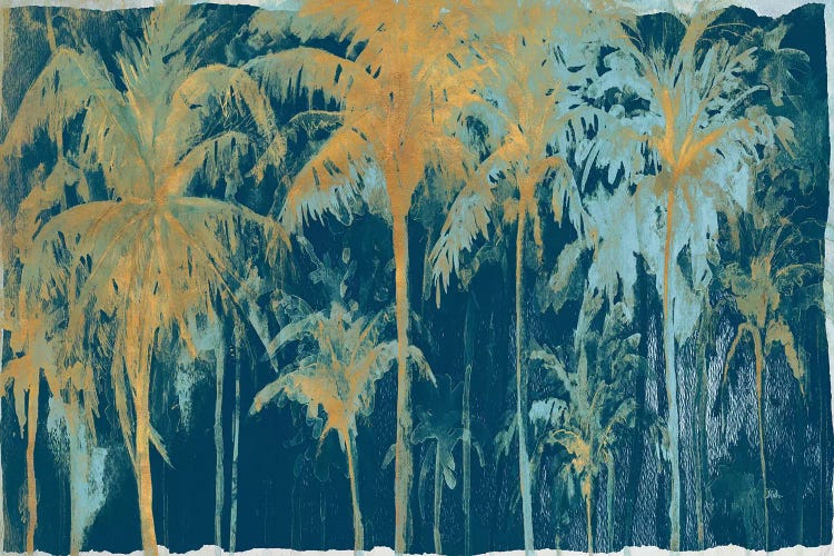 Teal And Gold Palms