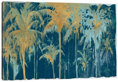 Teal And Gold Palms Canvas Art Print - Patricia Pinto