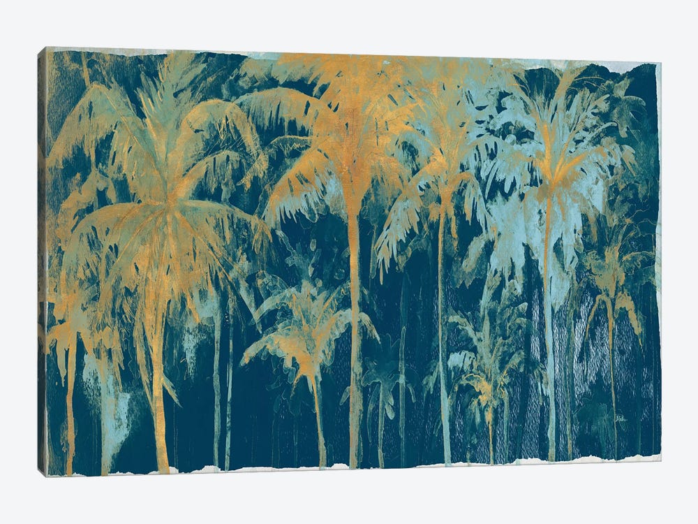 Teal And Gold Palms by Patricia Pinto 1-piece Canvas Wall Art