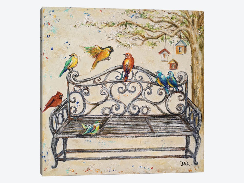Birds on the Bench by Patricia Pinto 1-piece Canvas Art Print