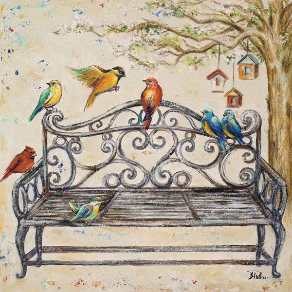 Patricia Pinto: Birds on the Bench by Patricia Pinto