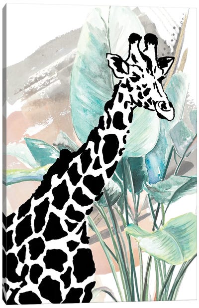 Tropical Giraffe Canvas Art Print - Giraffe Art