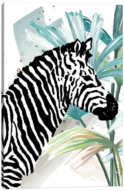 Tropical Zebra Canvas Art Print - Zebra Art