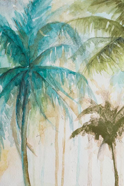 Watercolor Palms In Blue I