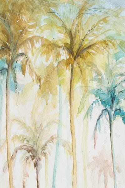 Patricia Pinto: Watercolor Palms In Blue II by Patricia Pinto