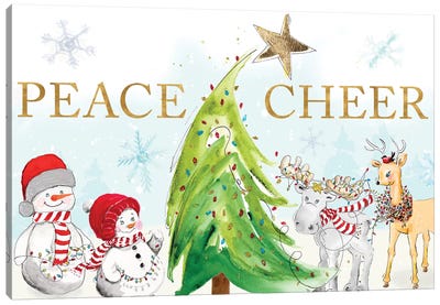 Whimsical Christmas Canvas Art Print - Snowman Art